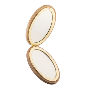 Espejo Compacto Ovalado Ecológico de Madera de Acacia Natural, Marco de Metal Dorado de Lujo, Espejo de Maquillaje de Bolsillo de Doble Cara con Cristal HD - Product Image 6