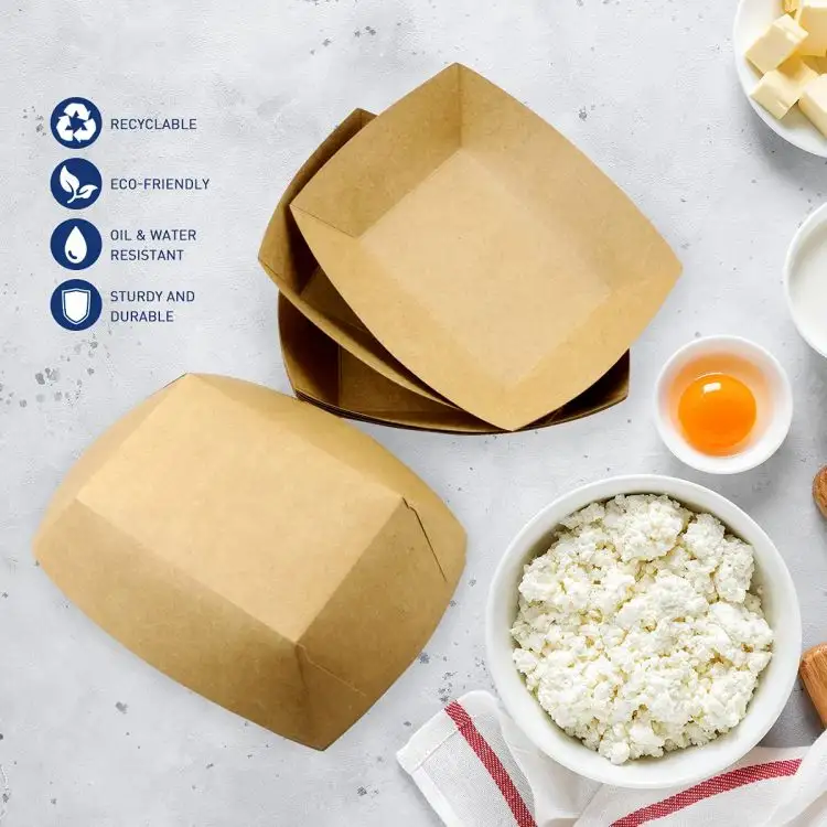 Groothandel Wegwerp Recyclebare Food Grade Verpakking Snackdoos Frietpapier Frites Bakvorm Bakplaat