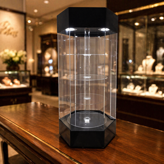Acrylic Watch Jewelry Motorized Rotating Display Stand