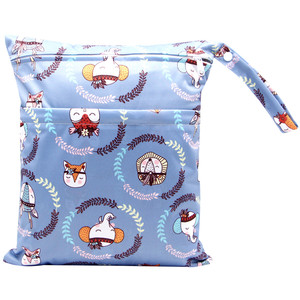 Sac humide à double fermeture éclair Sacs à couches imperméables pour bébé Sacs à couches imprimés personnalisés avec poignée anti-fuite - Product Image 3