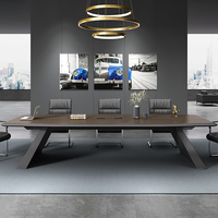 Mesa de Conferencia Modular Extensible de Madera Sólida de Alta Gama, Diseño Cuadrado con Combinación de Sillas, para Uso Comercial en Oficinas