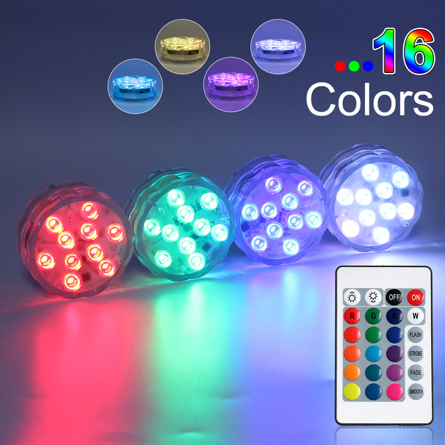Remote Control RGB Submersible  Battery Operated Underwater Outdoor Vase Bowl Garden Party Decoration Led Lamp Pool Light