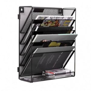 Hanging <b>File</b> Organizer 6-Tier Wall Mount Mail Organizer & Desk Paper Organizer Metal <b>File</b> Folder Holder Document <b>Storage</b> Shelf - Product Image 1