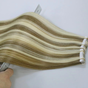 China Vendedor Qingdao Factory 100% Virgen Cutícula Cabello ruso Cinta invisible en extensiones <span class=keywords><strong>de</strong></span> cabello sin costuras - Product Image 1