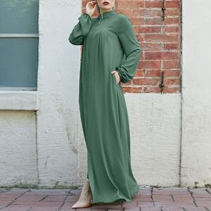 Abito a maniche lunghe a tutta lunghezza con collo alto e cerniera frontale <span class=keywords><strong>per</strong></span> donne musulmane in tonalità terra - Product Image 6