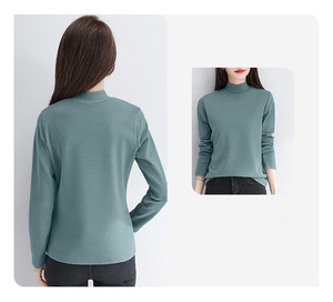 เสื้อยืดคอเต่า แขนยาว ผ้าคอตตอน 96.6% สแปนเด็กซ์ 3.4% หนา 320GSM สำหรับผู้หญิง - Product Image 2