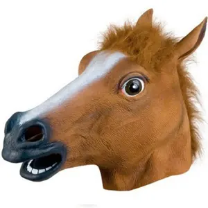 Horse Creepy Brown White Black Horse Head Rubber Latex Animal Masque Novelty For Halloween Costume party