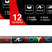 Marqueur à pointe souple en acrylique, stylo pinceau opaque à base d'eau, marqueurs artistiques 12 couleurs pour la peinture DIY et l'artisanat