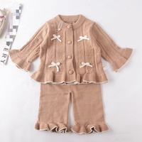 Nouvelle Collection Fêtes de Fin d'Année Automne Hiver – Ensemble Pull Décontracté à Nœud pour Fille, Motif Floral – Tenues d'Hiver pour Bébé Fille – Vêtements de Boutique