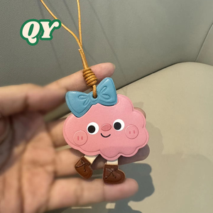 QY Premium Genuine <b>Leather</b> Cloud Bag Charm <b>Keychain</b> Elegant Handbag Pendant Custom Gift Accessory - Product Image 3