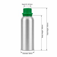 Bouteille en aluminium poli miroir de 300 ml avec bouchon vert, opaque, hermétique, pour huiles essentielles naturelles, écologiques et biologiques