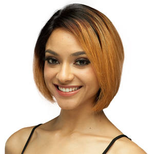 Parrucca Bob Corta 1B30 <span class=keywords><strong>Colore</strong></span> 8, Ondulata <span class=keywords><strong>Naturale</strong></span> con Frontale in Pizzo, 100% Capelli Umani Vergini Originali - Product Image 2