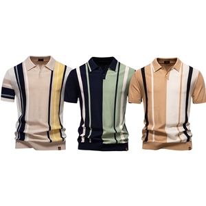 Camiseta de <span class=keywords><strong>polo</strong></span> cómoda de alta calidad para <span class=keywords><strong>hombre</strong></span> con rayas recortadas Camiseta de negocios Rayures Decoupees Pour Hommes - Product Image 1