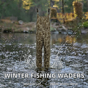 Shero Waders de pêche et de chasse unisexe coupe-vent camouflage, isolés en néoprène respirant 1600, hauteur poitrine, avec bottes intégrées, blanc - Product Image 2