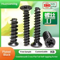 Tornillos KB Negros de Cabeza Plana, Tornillos Autorroscantes de Cabeza Plana, Accesorios de Tornillos Autorroscantes M1/M2/M3/M4