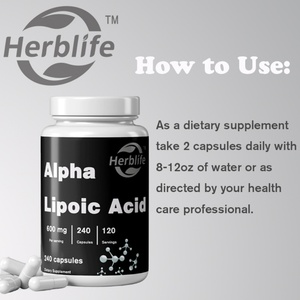 Vente chaude OEM - Personnalisable - Acide alpha-lipoïque 600 mg par portion, 240 capsules - Sans gluten, capsules végétariennes - Product Image 3