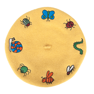 Élégant Béret de style français brodé personnalisé Boinas en laine noire pour filles - Product Image 3