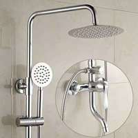 Colonne de douche murale en laiton de style classique, économique, à levier unique, avec mitigeur rond et pommeau de douche pluie, vente directe usine