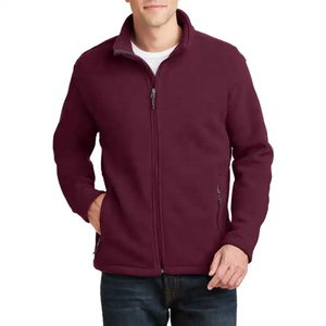 Veste polaire personnalisée à fermeture éclair bon marché pour hommes, veste d'hiver en polaire épaisse et chaude à col montant, vêtements d'extérieur décontractés de couleur unie - Product Image 2