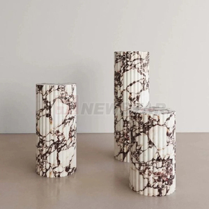 Newstar Pierre Personnalisé Italien Calacatta <span class=keywords><strong>Volia</strong></span> Marbre Cannelé Plinthe Présentoir Salon Marbre Table Basse Canapé Table D'appoint - Product Image 1