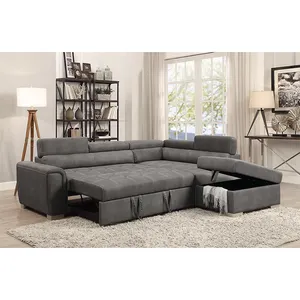 Sofá cama Seccional de gamuza de cuero de aire plegable de esquina confiable superventas de Frank Furniture para sala de estar