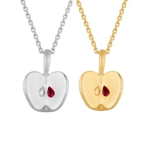 Collar con Colgante de Plata de Ley S925, Diseño de Manzana en Rodajas, Simple, Fresco, con Significado, Ideal para Regalo, Colgante de Moda para Clavícula - Product Image 1