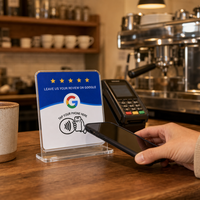 Carte NFC étanche LK Guangdong 13,56 MHz pour avis Google, en acrylique adhésif, puce NTAG213, pour restaurants, hôtels, commerces, réseaux sociaux