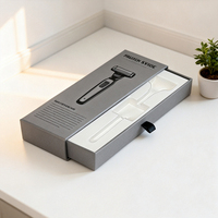 Boîte d'emballage de luxe pour rasoir de sécurité pour homme avec inserts en mousse et en papier, boîte rigide en carton jetable