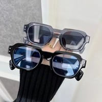 Nouvelles Lunettes de Soleil Carrées Faceory pour Femmes, Verres Transparents Effet Océan, Protection UV400, Lunettes de Soleil Punk à Rivets pour Hommes