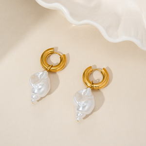 AW NUEVO VINTAGE CORTE BARROCO CLAVO <span class=keywords><strong>FESTIVAL</strong></span> COLGANTE PENDIENTES Dazan 18K Chapado en oro Hipoalergénico Acero inoxidable Lady Jewelry - Product Image 3