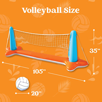 Ensemble de jouets de plein air gonflable pour enfants adultes terrain de volley-ball d'été avec filet et cerceaux de basket-ball jouet de jeu de natation flottant