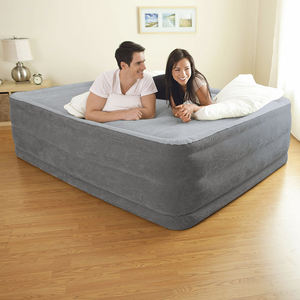 22 "Tinggi Mengangkat Downy PVC Berbondong-bondong Double <span class=keywords><strong>Queen</strong></span> Mengangkat Meningkat <span class=keywords><strong>Airbed</strong></span> Inflatable Kasur Udara dengan Built-In Listrik pompa - Product Image 2