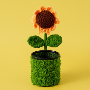 Regalos para el Día del Maestro y Temporada de Graduación, Portalápices de Lana Tejida a <span class=keywords><strong>Crochet</strong></span> con Forma de Hoja, Ecológicos, Hechos a Mano, Serie para el Escritorio del Trabajo - Product Image 5