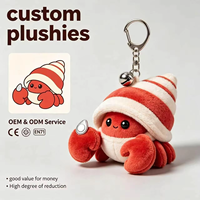 Breloque en peluche OEM Crabe ermite, adorable animal marin, pendentif de sac pour porte-clés, cadeau