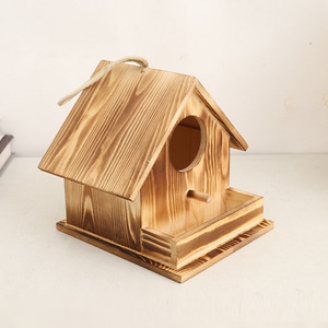 Nichoir en bois de petite taille en forme de maison avec porte pour l'élevage domestique, nid à oiseaux suspendu pour l'extérieur - Product Image 3