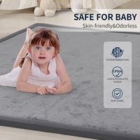 Alfombra de juego para bebés, color gris oscuro, fabricada a máquina, de terciopelo coral, de pelo corto, antideslizante, de espuma, para sala de estar, habitación de adolescentes, con aislamiento acústico