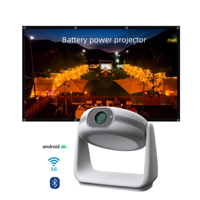 Outdoor Travel Camping 4K Projector with Inbuilt Battery Freestyle Tripod Smart Android Wifi BT Mobile Phone Proyector