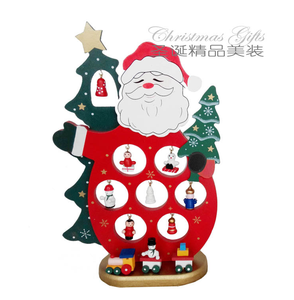 Calendario dell'Avvento <span class=keywords><strong>in</strong></span> <span class=keywords><strong>Legno</strong></span> all'Ingrosso, Decorazione Natalizia con Babbo Natale e Pupazzo di Neve, Conto alla Rovescia con Mini Ornamenti per Decorazioni da Tavolo Natalizie - Product Image 2