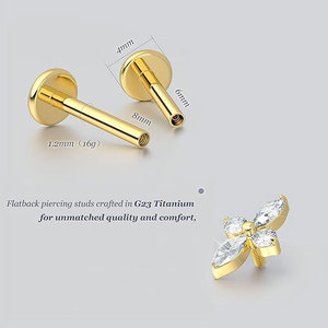 <span class=keywords><strong>Piercing</strong></span> de <span class=keywords><strong>Titanio</strong></span> <span class=keywords><strong>G23</strong></span> ASTM-F136 <span class=keywords><strong>para</strong></span> el Cuerpo, 16G, Parte Trasera Plana, Roscado Internamente, <span class=keywords><strong>para</strong></span> Labio, Hélix, Cartílago, Oreja, Labret - Product Image 4