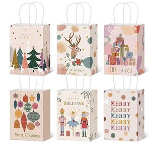 Bolsas de Regalo Navideñas Boho con Asas, Elegantes Bolsas de Papel Rosa Pastel, Bolsas de Regalo con Estilo para Envolver Regalos Navideños, Perfectas para Fiestas de Navidad - Product Image 1