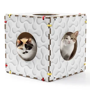 Lits pour chats d'intérieur Maison Cave avec griffoir Chat condo maison et lit