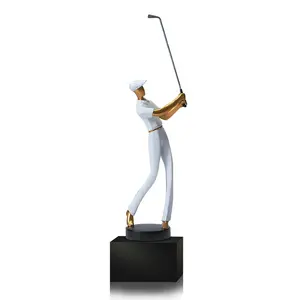 Fabrik neues Design schwarze Golfer Statue Poly resin Trophäe Award Souvenir Geschenk