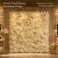 Panneau de fleurs artificielles en soie (roses, pivoines, hortensias) pour toile de fond de mariage, studio, vitrine de magasin, ornement mural