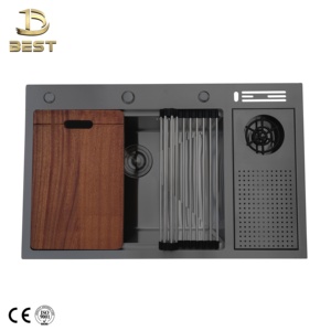 Évier de cuisine composite en acier inoxydable d'usine Éviers de cuisine brossés Poste de travail Évier de cuisine populaire à double cuvette - Product Image 6