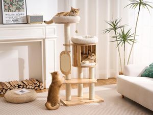 Factory Wholesale Stylish Multifunctional Solid Wood <b>Cat</b> Climbing Frame <b>Cat</b> <b>Tree</b> for Indoor <b>Cat</b> Enrichment - Product Image 1
