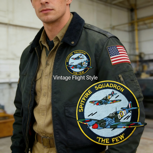 Patch Ricamata in PU Ecologica Vintage dell'Squadrono Spitfire 'The Few', Distintivo Decorativo per Appassionati di Aviazione e Piloti - Product Image 2