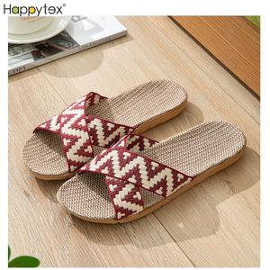 Mode nouveau été hommes anti-dérapant bohême lin naturel croix <span class=keywords><strong>bande</strong></span> en plein air mode maison pantoufles pour femmes pour la maison intérieur - Product Image 5