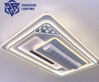 Ventilateur de plafond LED moderne à moteur DC dimmable pour appartement, salle à manger, avec télécommande et lampe en acrylique, compatible application