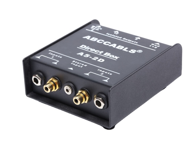 Professional Dual Audio Converter Passive Direct Box Low Noise Guitar Bass DI TRS 2 Channel