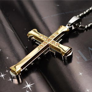 Unisex Simple cadena religiosa circón joyería de moda hombres geométricos Cruz Pvd aleación 2024 collares para mujeres al por mayor - Product Image 3